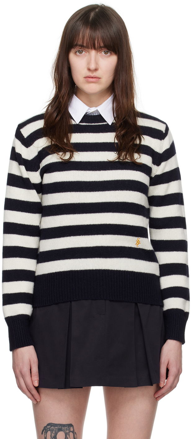 Cветр Sporty & Rich 'SRC' Sweater "Navy & Off-White" бежевий | CRAW2387OS