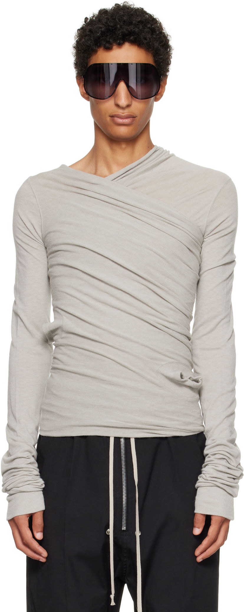 Футболка Rick Owens Rick Owens Concordians Hollywood Banana Long Sleeve T-Shirt Сірий | RU02E1262 JR