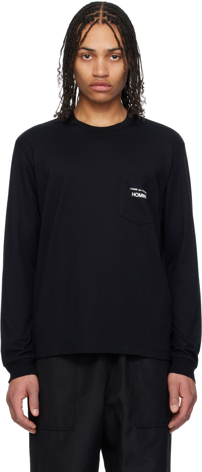 Футболка Comme des Garçons Pocket Long Sleeve T-Shirt Homme чорний | HO-T102-051