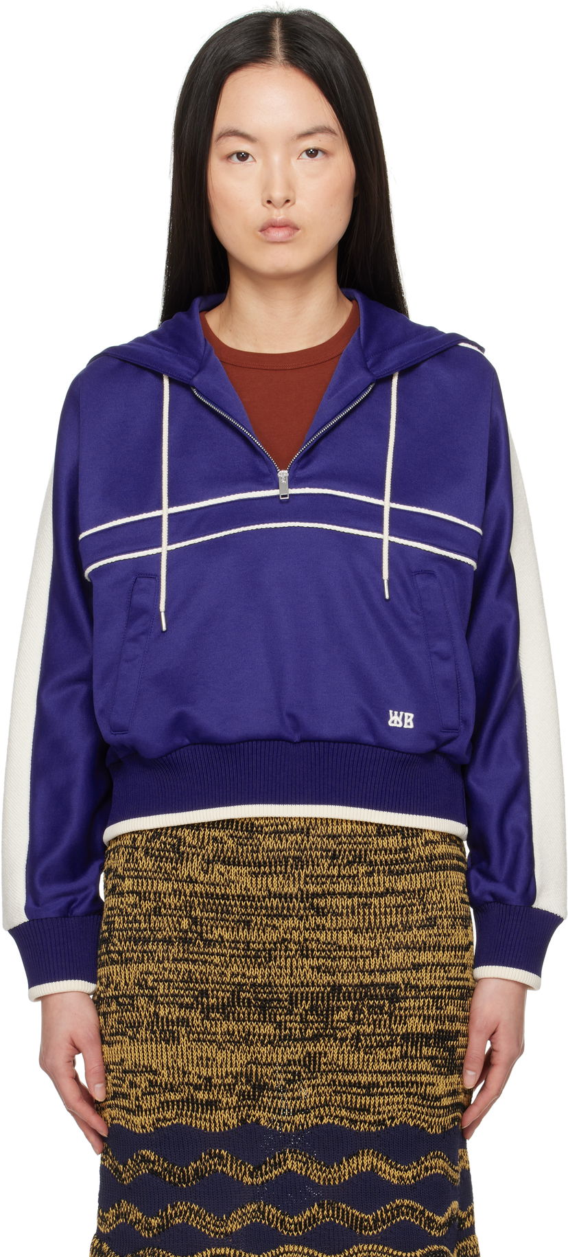 Світшоти Wales Bonner Wales Bonner Mantra Cropped Half-Zip Hoodie Фіолетовий | WS25JE34-JE10-599