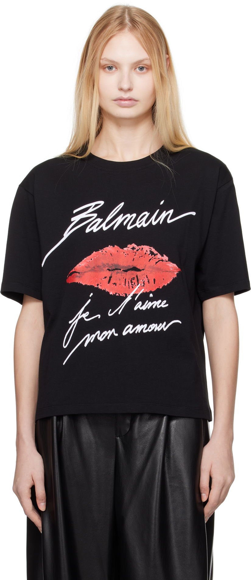 Футболка Balmain Balmain Short-Sleeved Kiss Print T-Shirt чорний | EF1EG110GE45