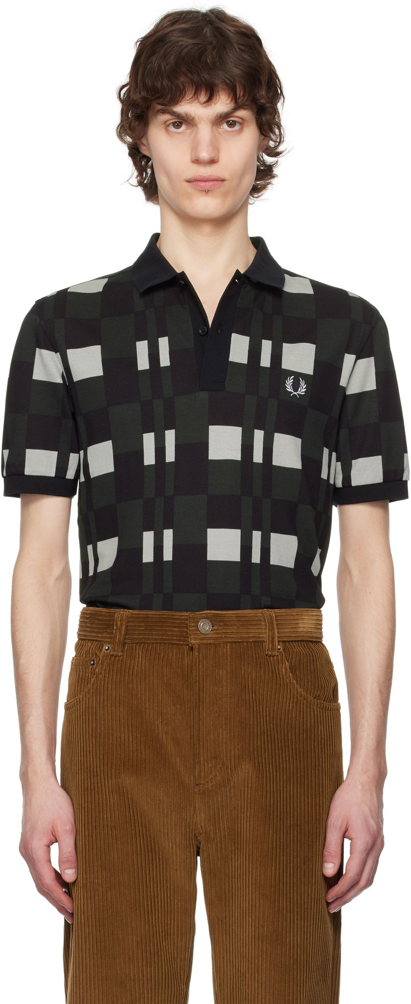 Сорочка поло Fred Perry Fred Perry Split Chequerboard Polo чорний | M8691