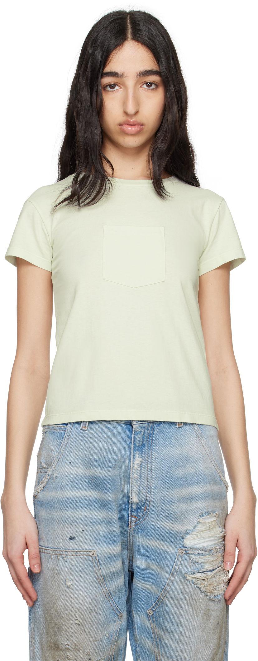 Футболка Maison Margiela MM6 Maison Margiela Heavy Cotton Jersey Pocket T-Shirt Зелений | S62GD0195 M20108
