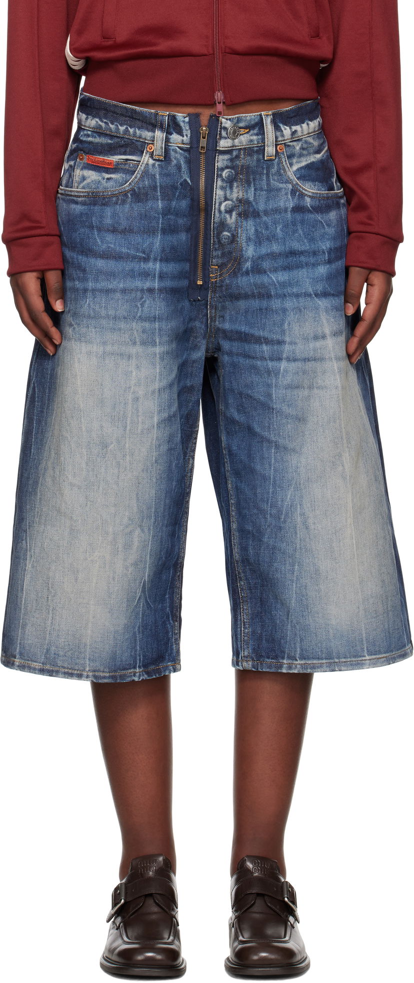 Шорти Martine Rose Martine Rose Zip Denim Shorts Синій | 247WD07515