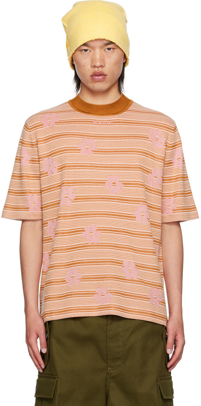 Футболка Marni Striped Floral T-Shirt Рожевий | GCMG0409EQ UFC324