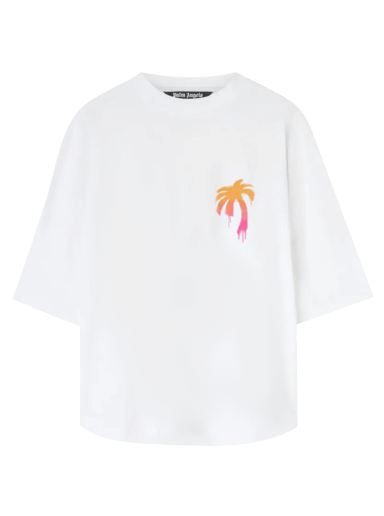 Футболка Palm Angels Sprayed Palm Logo Over Tee білий | PMAA002F22JER0040132