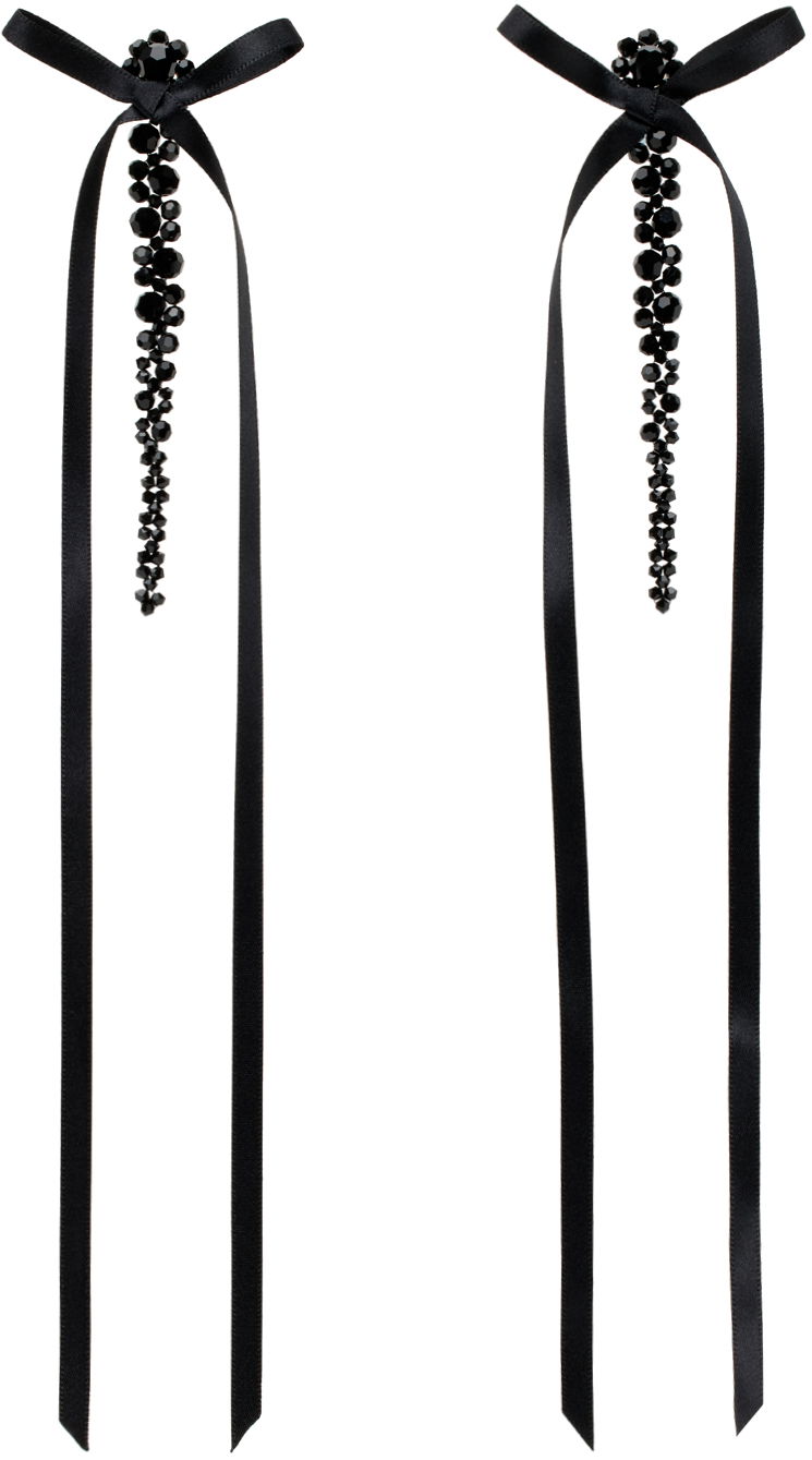 Сережки Simone Rocha Simone Rocha Bow Ribbon Drip Earrings чорний | ERG410 0903