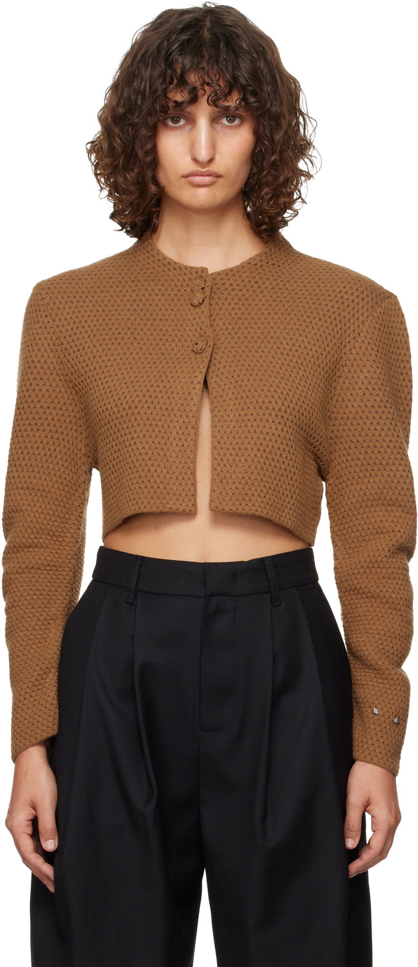 Cветр ADER ERROR Cropped Buttoned Cardigan Коричневий | BN01FWKT0701BR