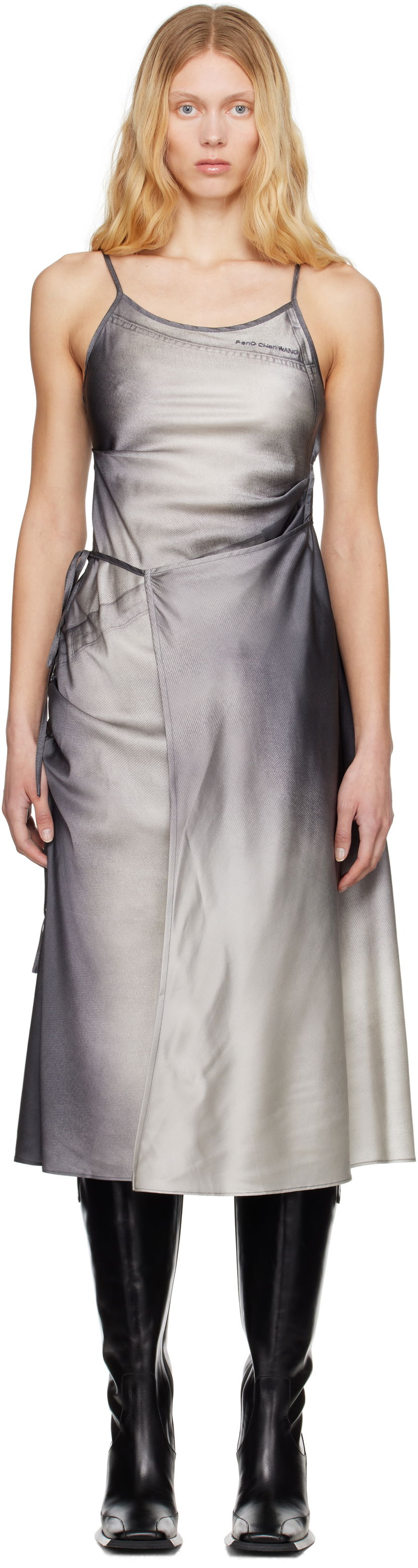 плаття Feng Chen Wang Feng Chen Wang Draped Midi Dress Сірий | FWS19DR01