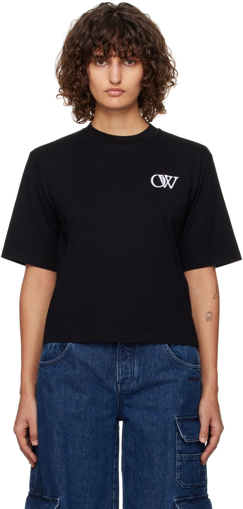 Футболка Off-White Black Boxy T-Shirt With Logo чорний | OWAA124F24JER0081001