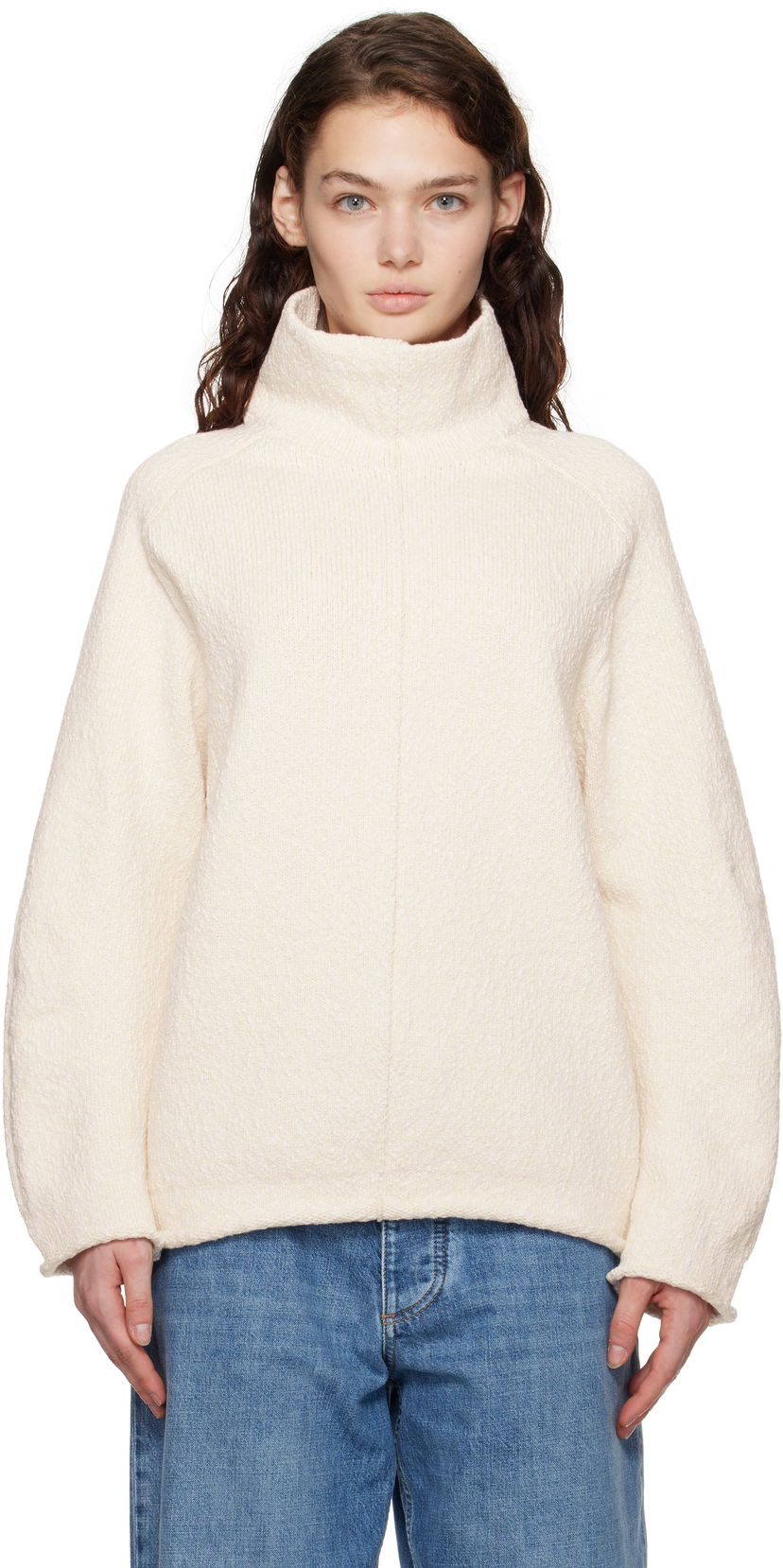 Cветр Bottega Veneta Cotton Turtleneck білий | 805920 V4R50