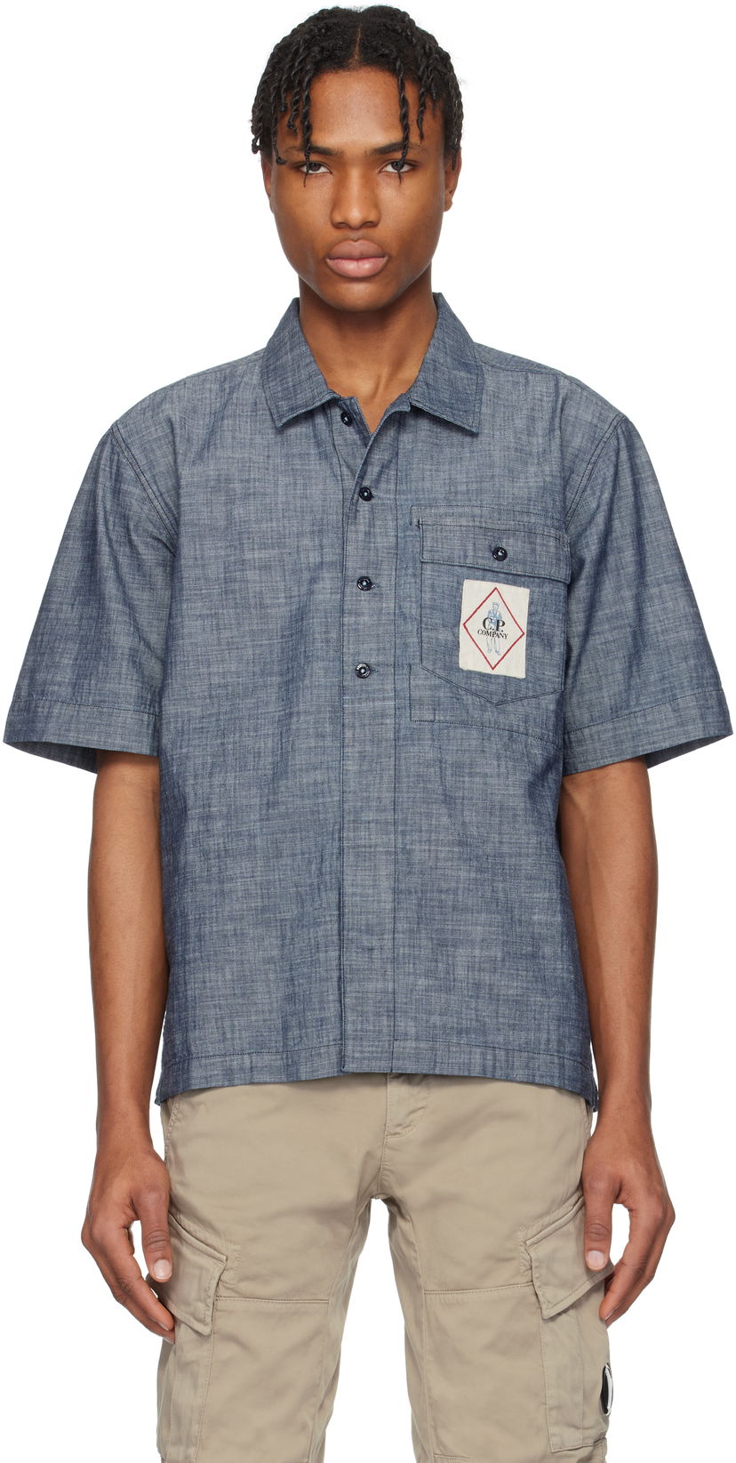 Сорочка C.P. Company C.P. Company Chambray Short Sleeve Shirt Синій | 18CMSH151A-110065W
