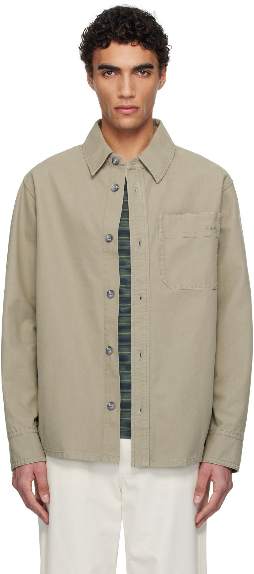 Сорочка A.P.C. A.P.C. Basile Chest Pocket Overshirt бежевий | COGBJ-H02918