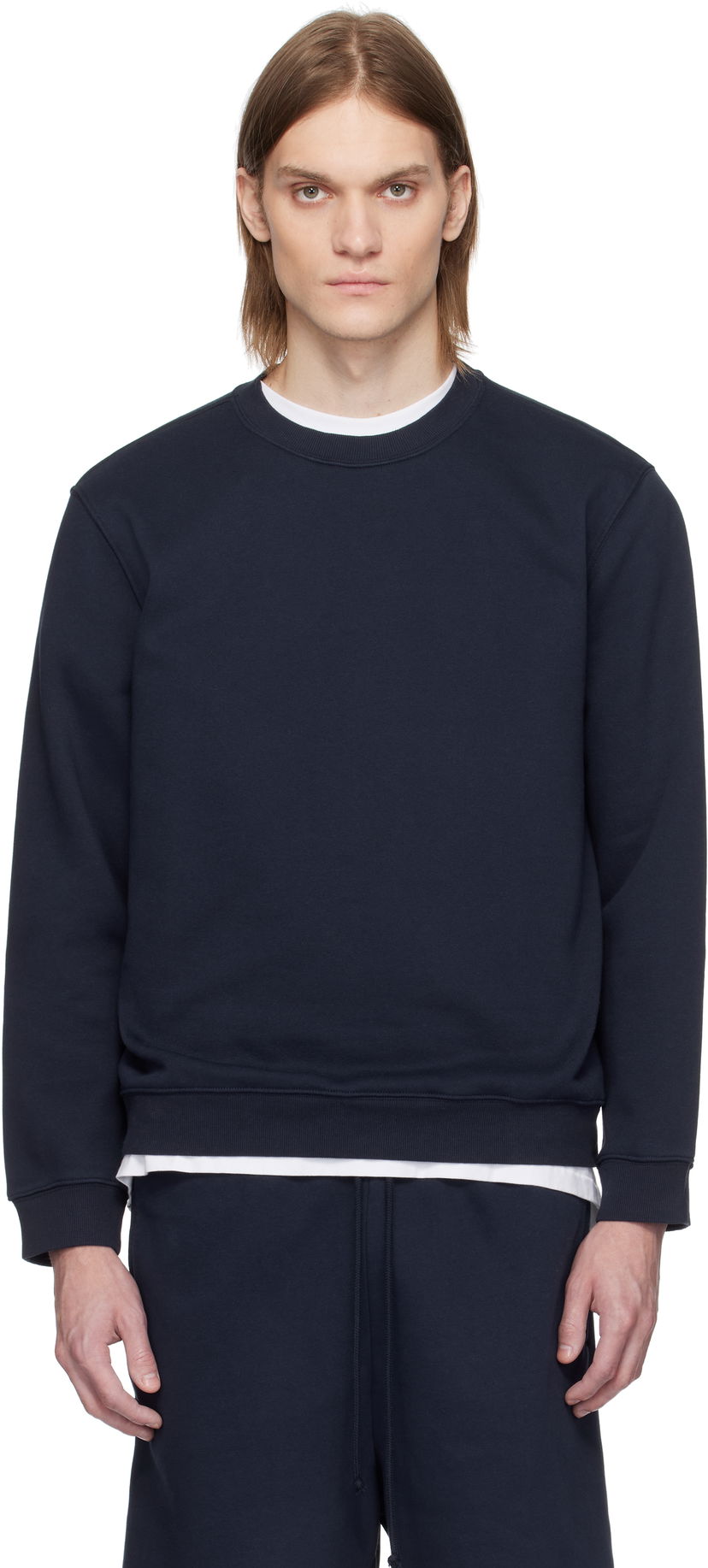Cветр SKIMS SKIMS Fleece Lounge Sweatshirt темно-синій | PL-PLO-8028M-NAVY