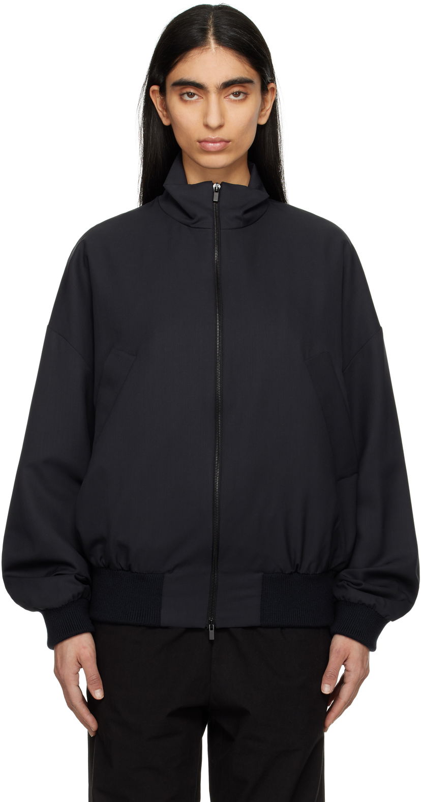 Куртка бомбер Fear of God Fear of God Wool High Neck Track Jacket чорний | FGE230-327HTW