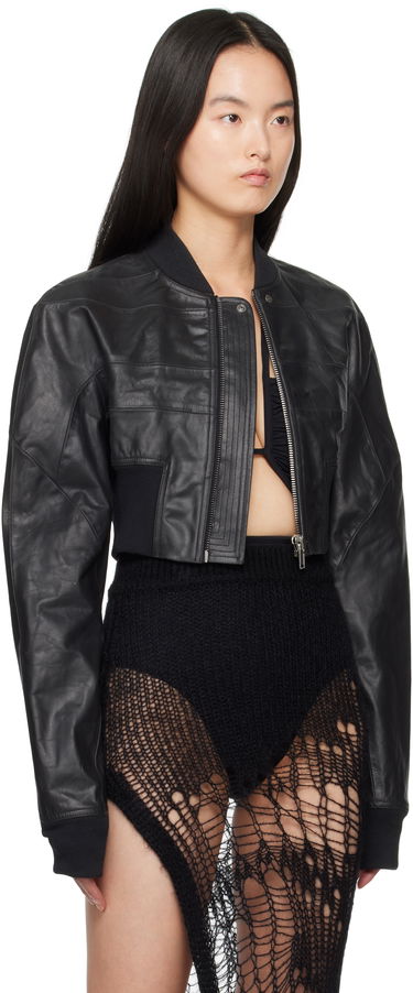 Куртка бомбер Rick Owens Rick Owens Hollywood Girdered Cropped Leather Bomber Jacket чорний | RP01E7713 LTP, 1
