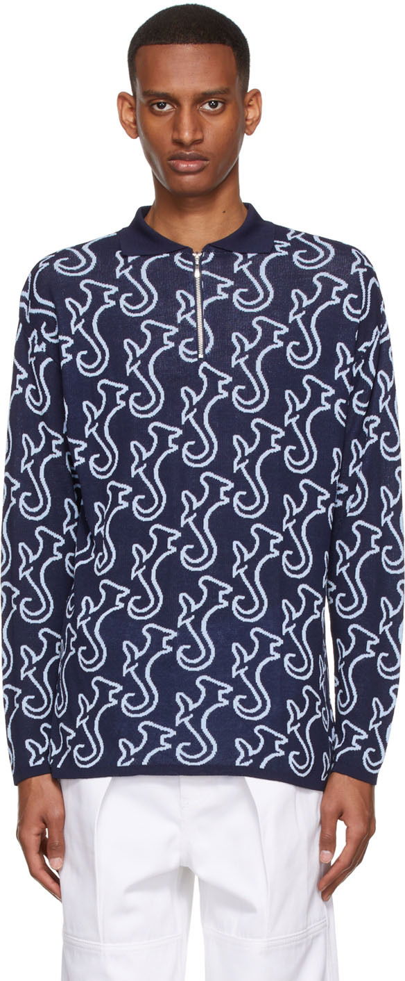 Сорочка поло Serapis Hippocampus Print Polo Shirt Синій | SS22_KP_1