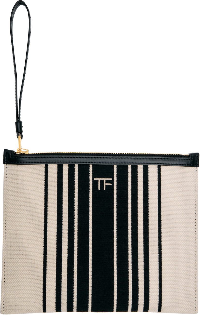 Гаманець Tom Ford TOM FORD Striped Canvas Wristlet Pouch бежевий | S0522-TCN056G