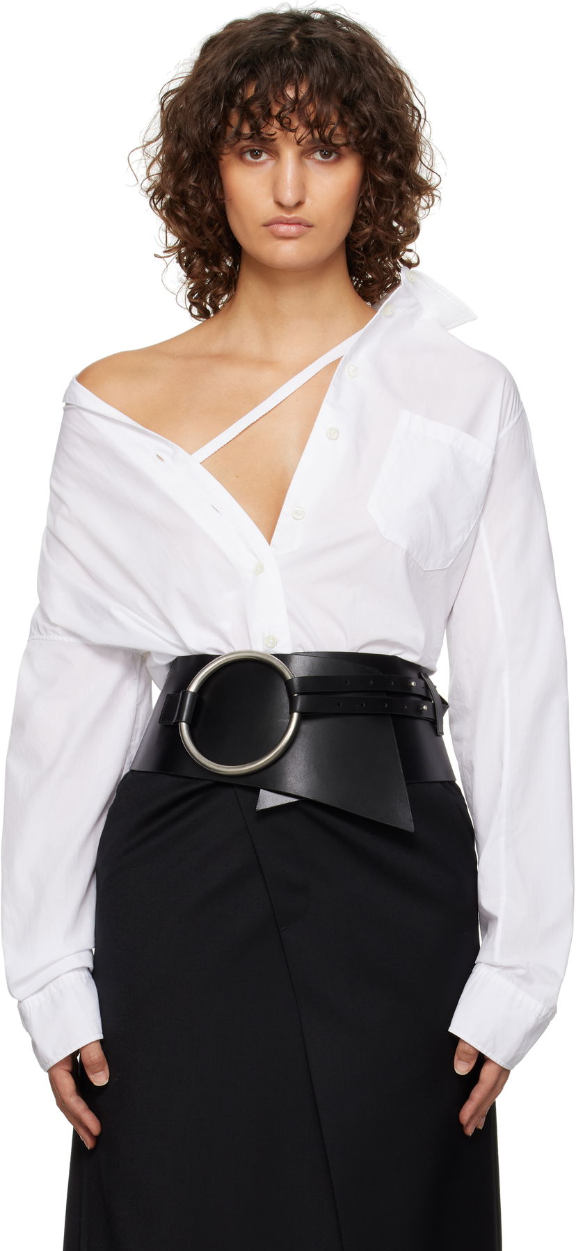 Сорочка Ann Demeulemeester Ann Demeulemeester Aida Metal Ring Belt білий | 2402-U-BE20-LT128-099