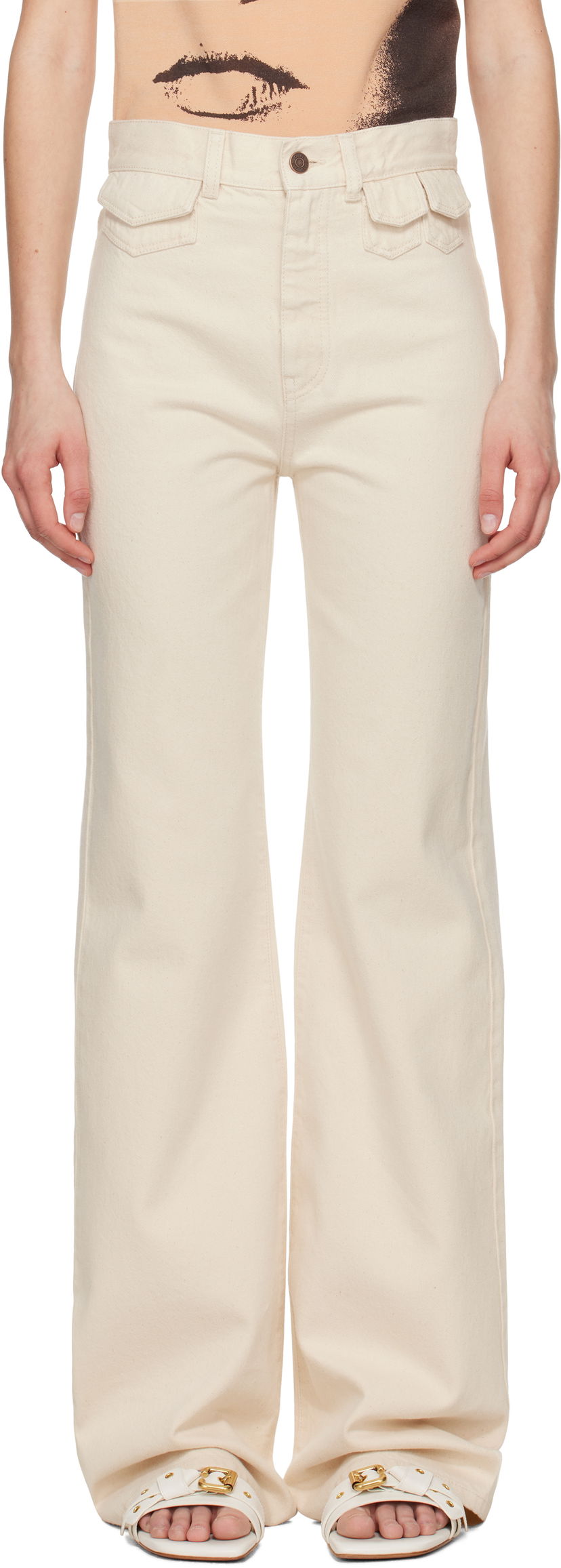 Джинси CHLOÉ Chloé High-Rise Flare Jeans бежевий | CH25UDP03251