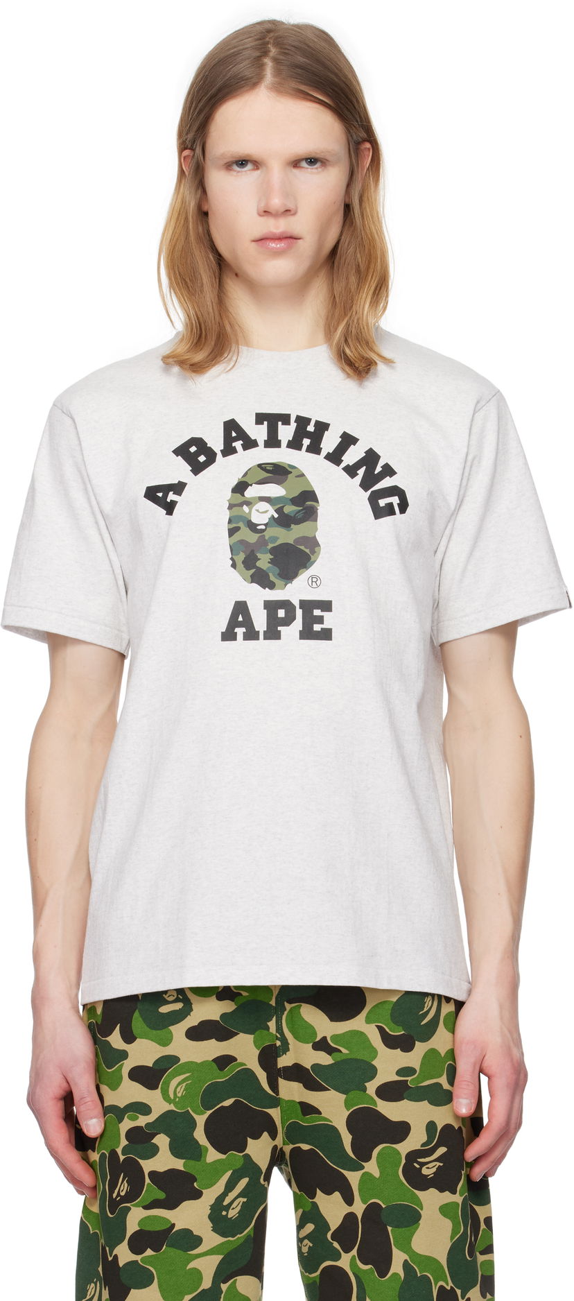 Футболка BAPE A Bathing Ape College T-Shirt Сірий | 001TEK801010M