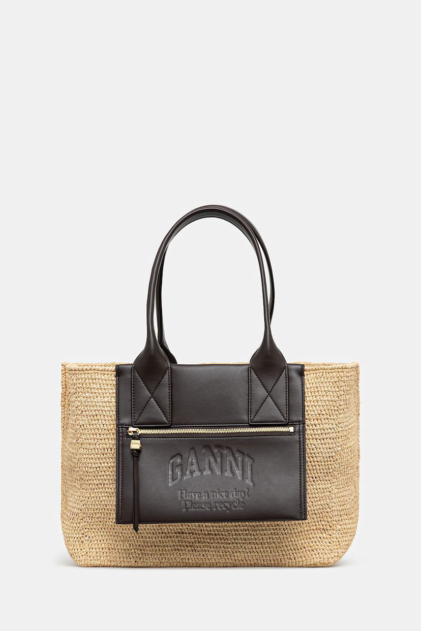 сумка-тоут GANNI GANNI Easy Shopper Medium Raffia Tote Bag бежевий | A6823