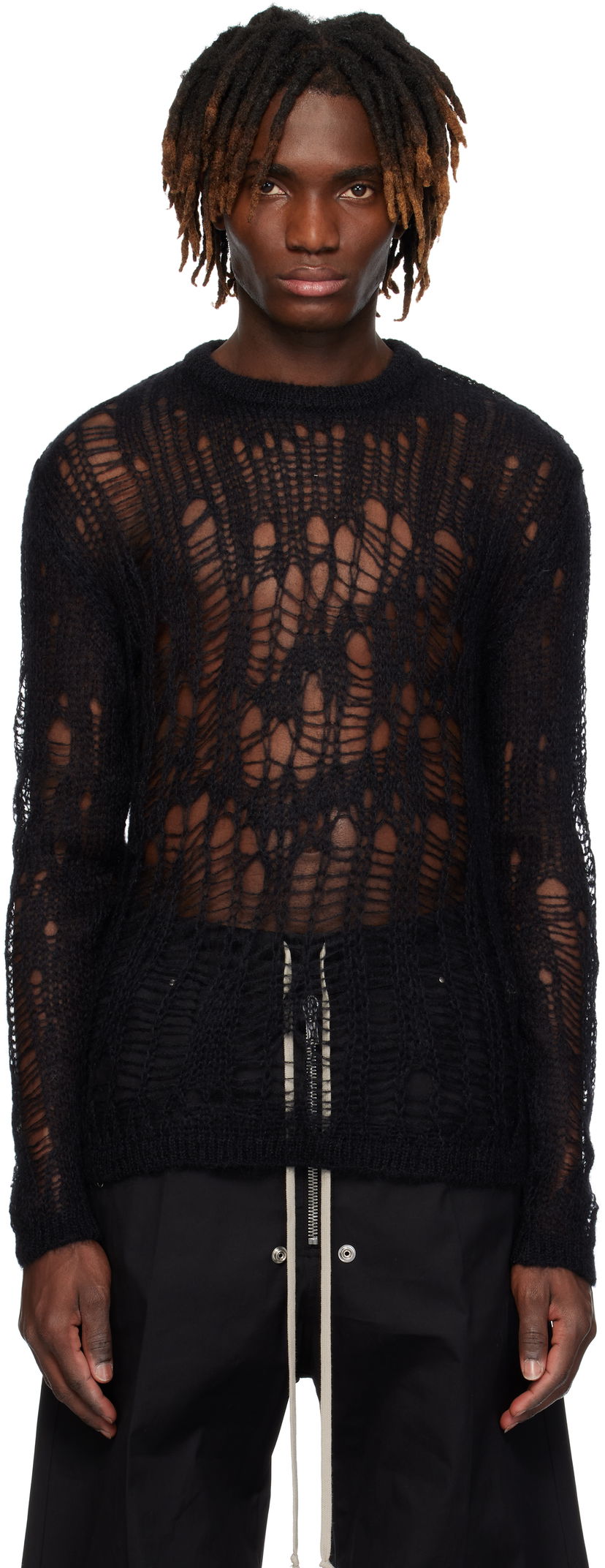 Cветр Rick Owens Rick Owens Hollywood Biker Round Neck Sweater чорний | RU01E5606 KNETMH