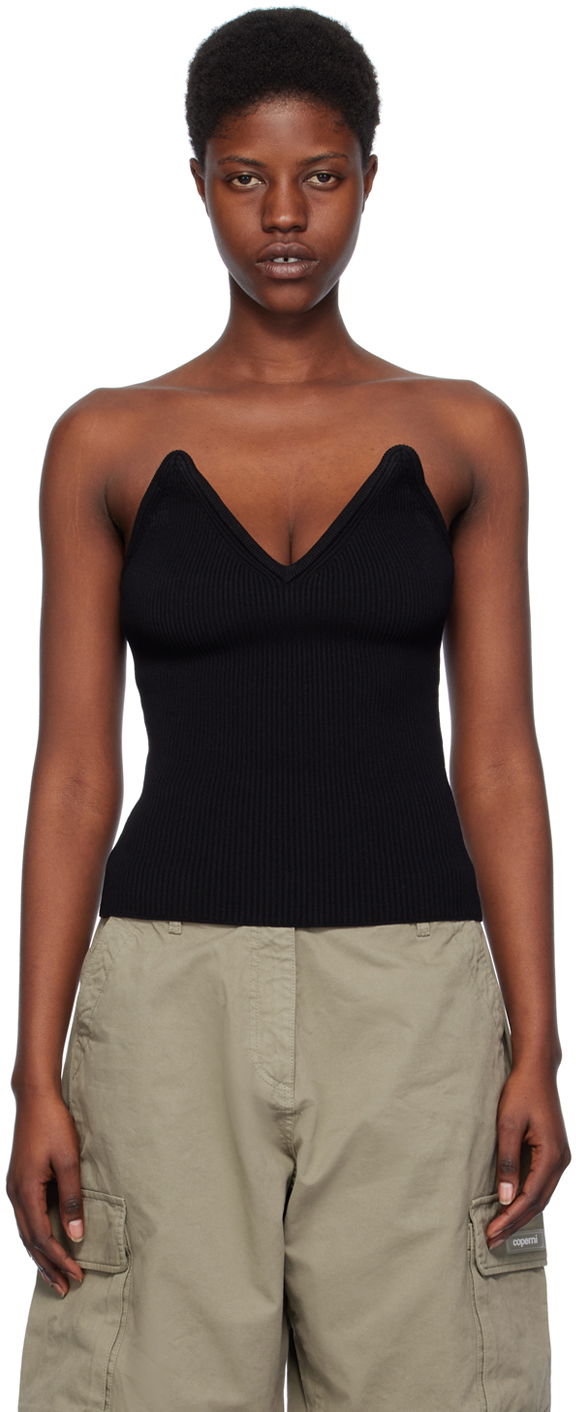 Безрукавка Coperni Coperni V-Neck Ribbed Knit Camisole чорний | COPML90852