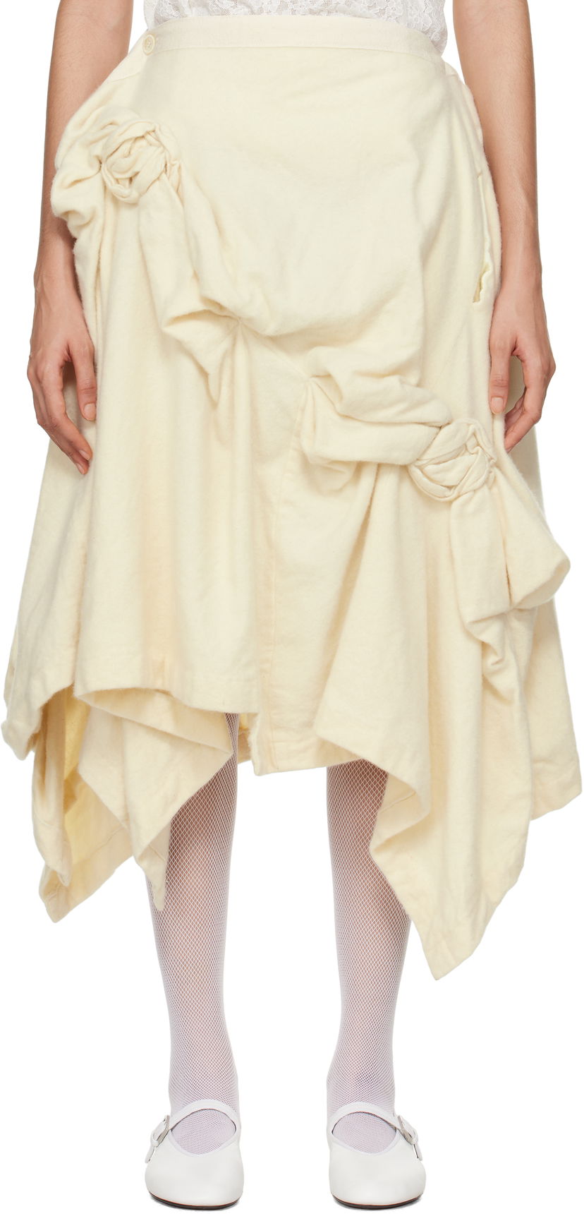 Спідниця Comme des Garçons Comme Des Garcons Wool Midi Skirt бежевий | TN-S013-051