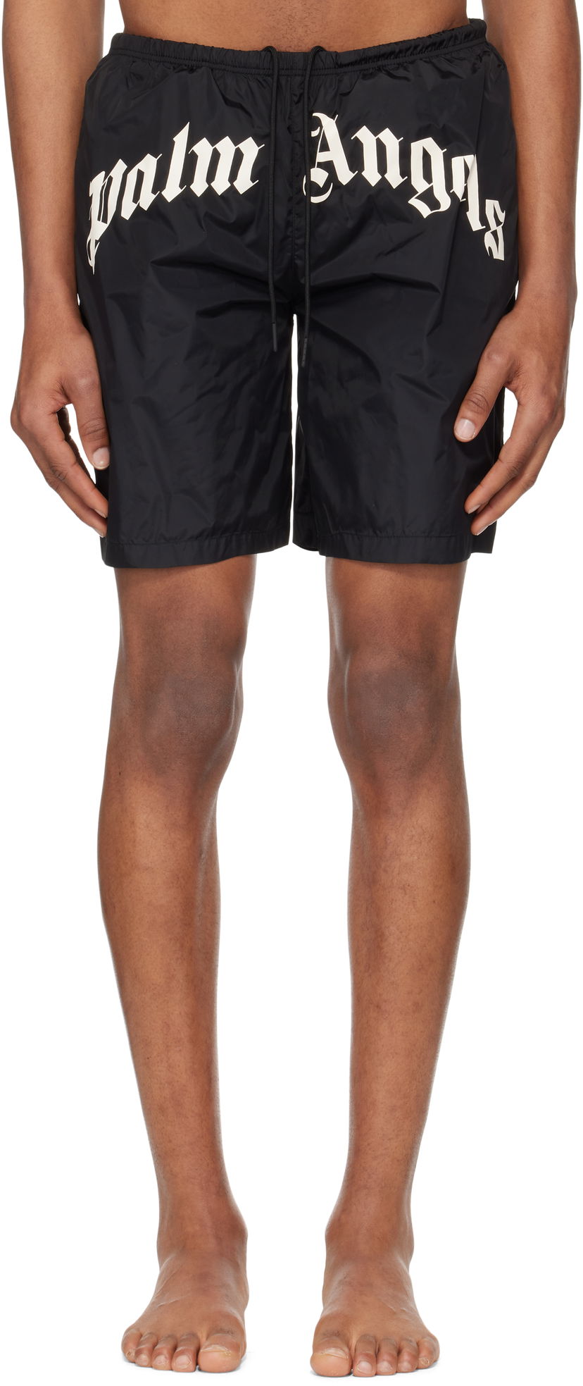 Купальники Palm Angels Palm Angels Curved Logo Swim Shorts чорний | PMFD018S25FAB0011003