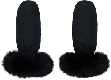 Рукавички Yves Salomon Yves Salomon Fox Fur & Down Mittens чорний | 26W23WAA617XXDOTM, 0