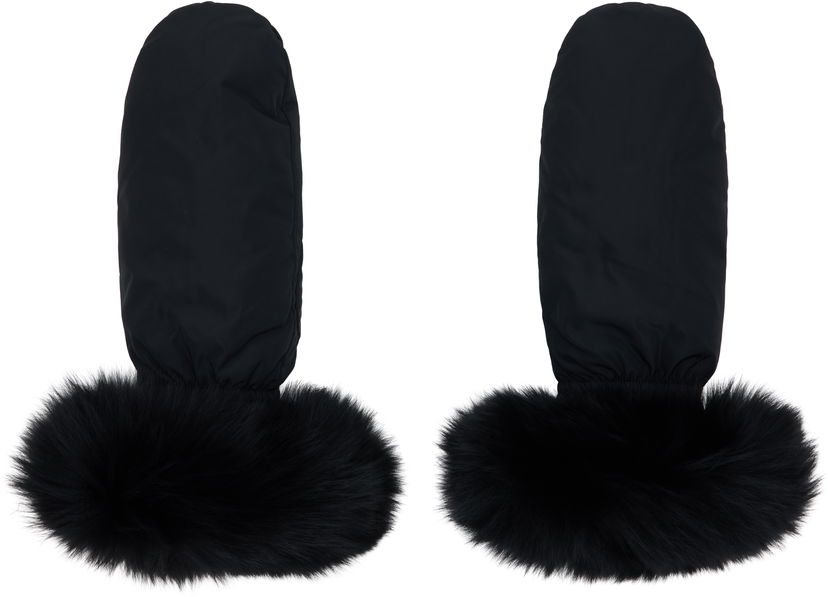 Рукавички Yves Salomon Yves Salomon Fox Fur & Down Mittens чорний | 26W23WAA617XXDOTM