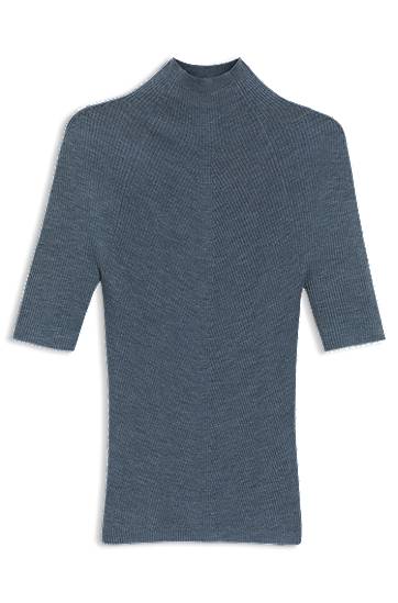 Cветр BOSS Merino Wool Mock-Neck Sweater Синій | 50542885