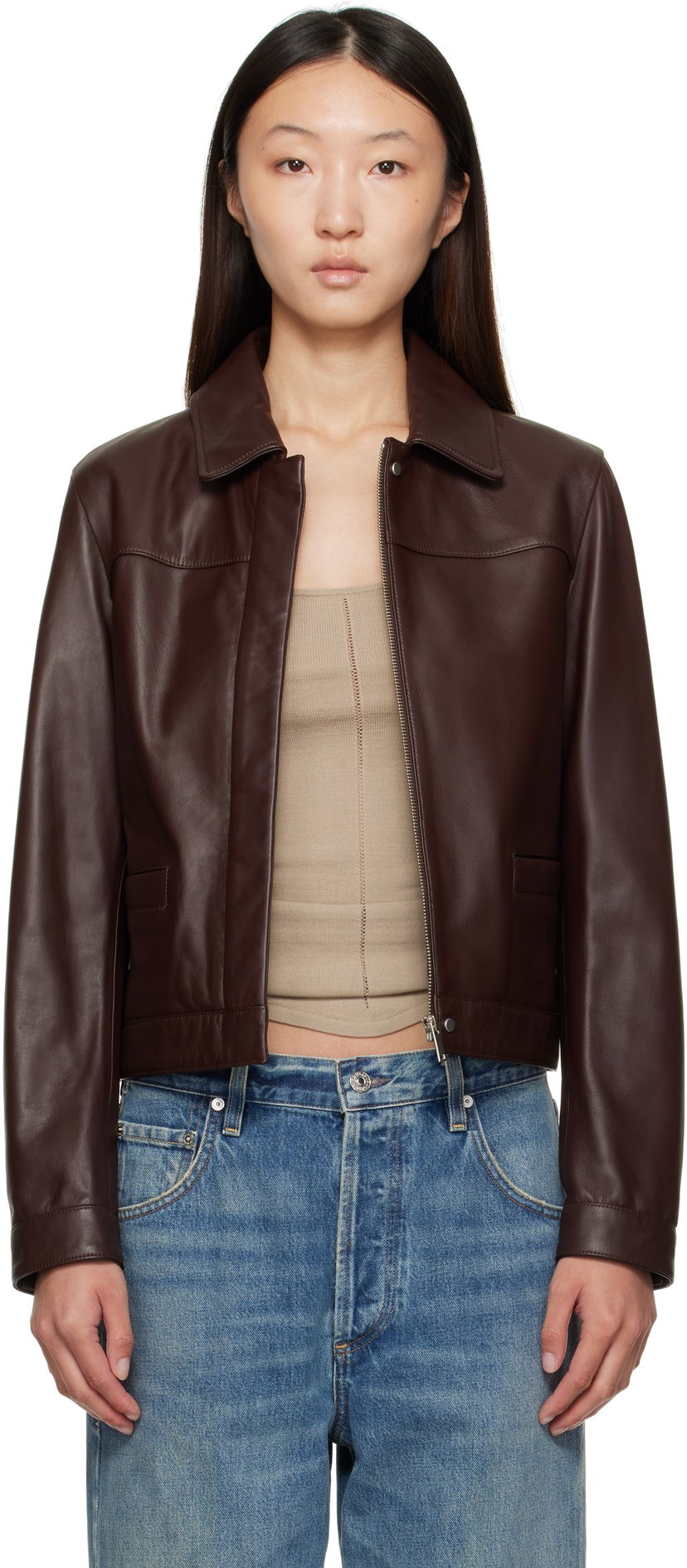 Куртка Loulou de Saison Loulou de Saison Ascot Leather Jacket Коричневий | ASCOT