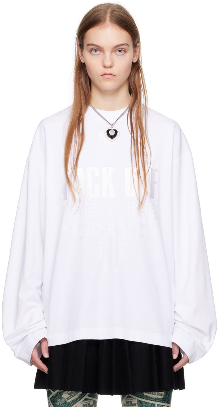 Cветр VETEMENTS VTMNTS Embroidered Long Sleeve T-Shirt білий | VL20LS120W