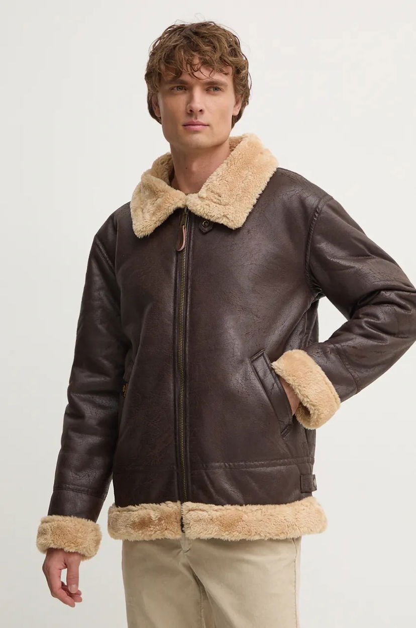 Куртка бомбер Alpha Industries Alpha Industries B3 FL Faux Leather Bomber Jacket Коричневий | 143106