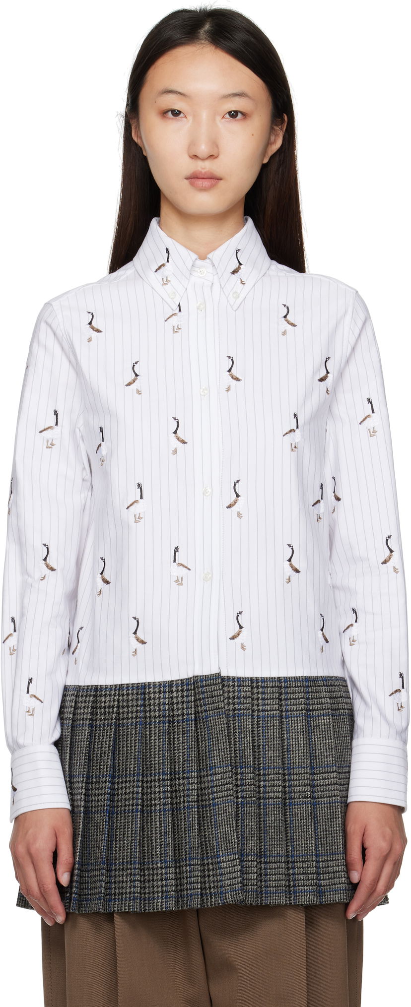 плаття Thom Browne Thom Browne Goose Print Shirtdress білий | FDSF35E-E1374
