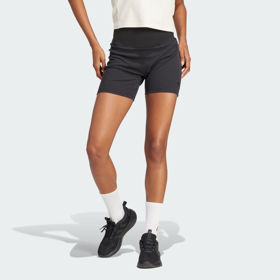 Шорти adidas Performance adidas Sportswear Cyklistické Lounge Ribbed High-Waist чорний | IR8786, 1