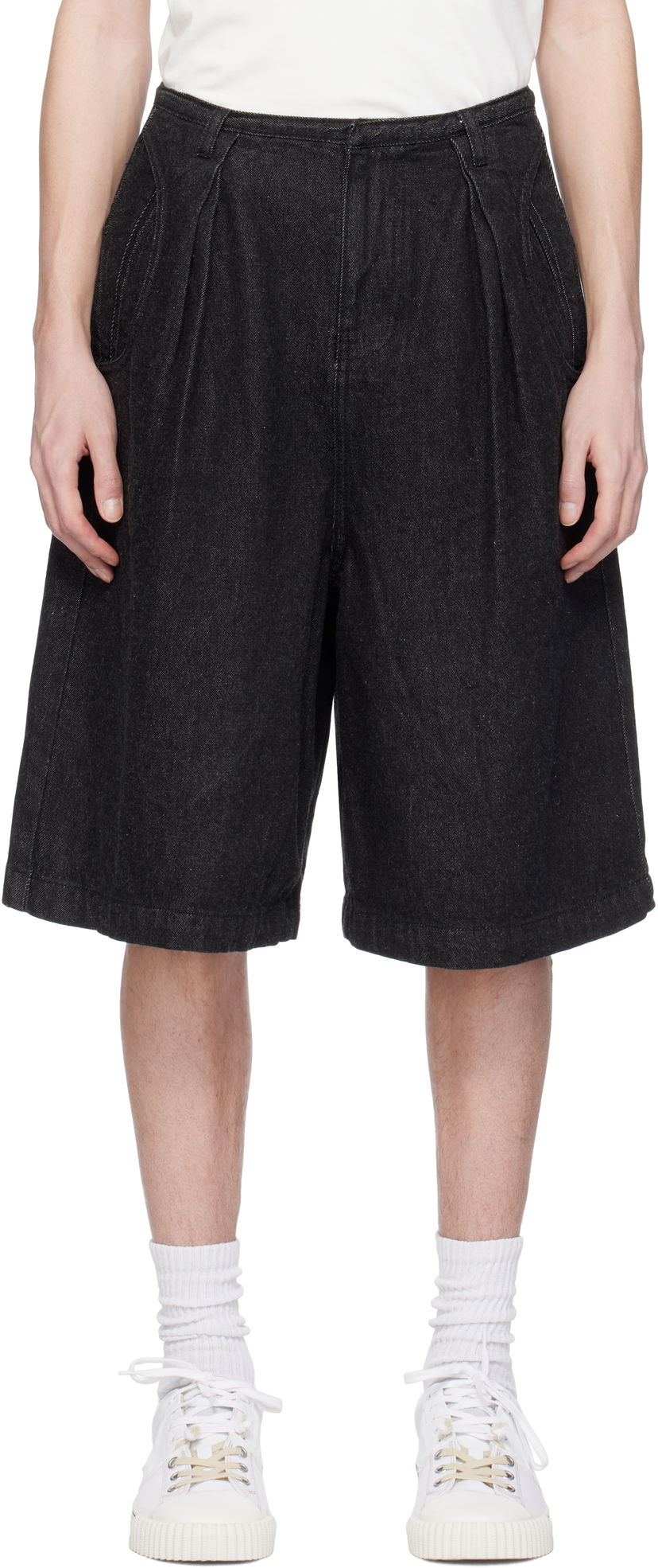 Шорти ADER ERROR ADER error Pleated Denim Shorts чорний | BO01SSJE0201BK