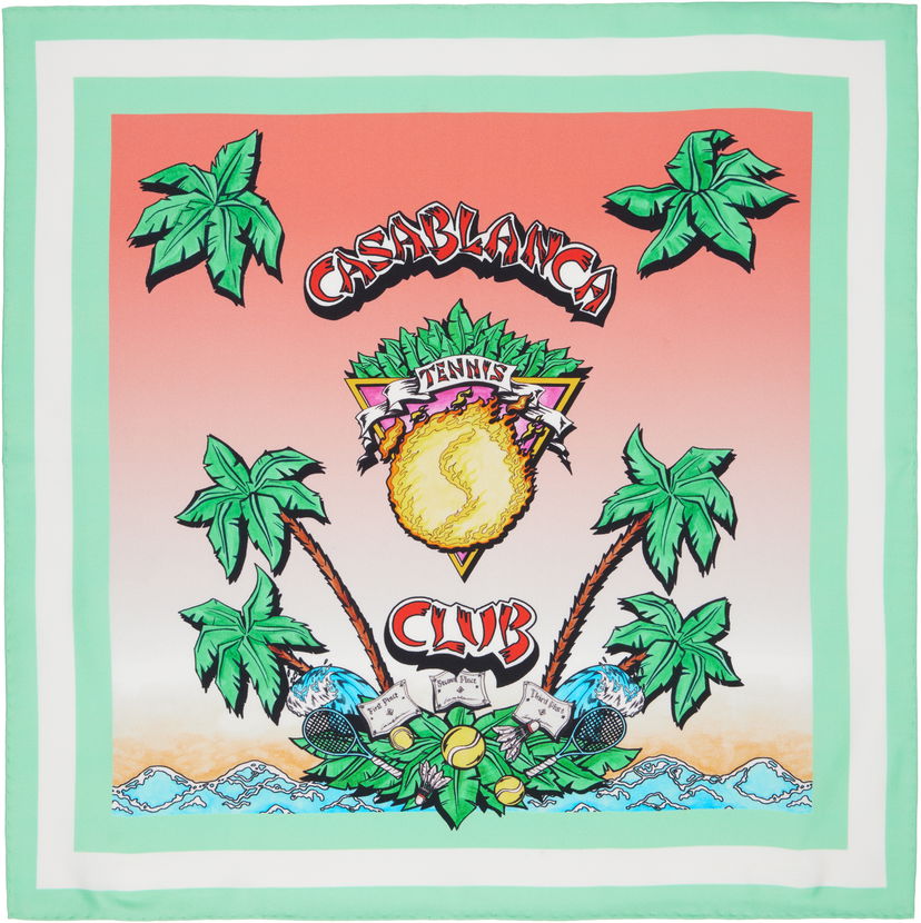 Шарф Casablanca Casablanca 'Tennis Club' Silk Scarf Різнокольоровий | AS25-ACC-053-03