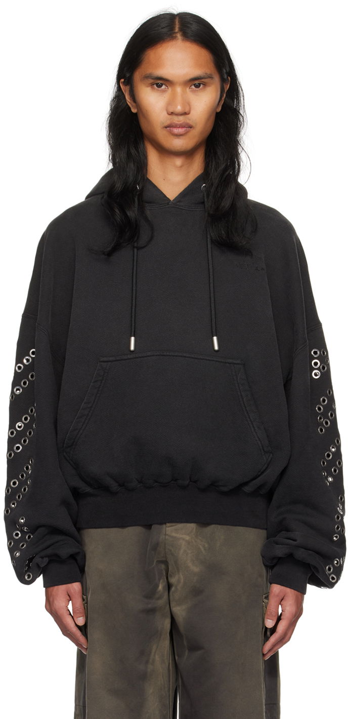 Світшоти Off-White Black Eyelet Hoodie чорний | OMBB118F23FLE0121000