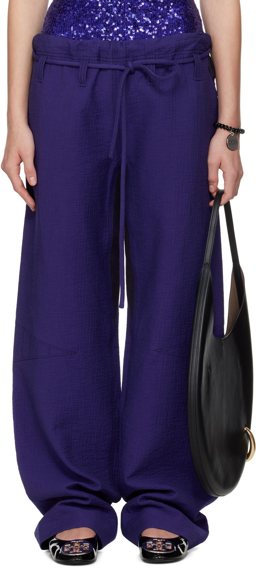 Штани Tory Burch Tory Burch Cotton Baggy Trousers Фіолетовий | 173627-433