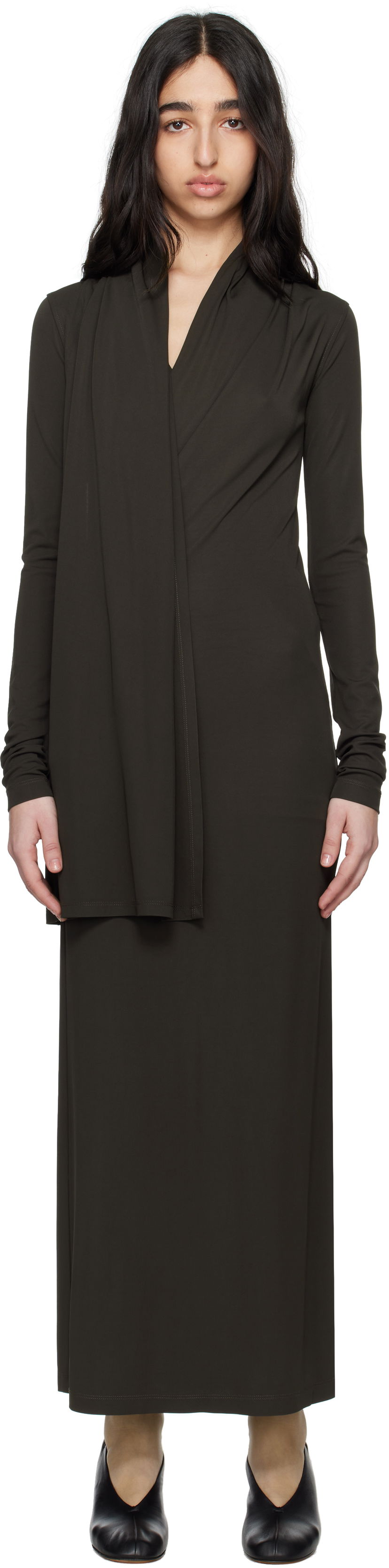 плаття TOTEME TOTEME Overlapped Jersey Midi Dress Зелений | 252-WRD0172-FB0162