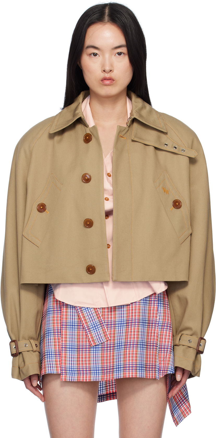 Куртка Vivienne Westwood Vivienne Westwood Graziano Cropped Trench Coat бежевий | 3301001L-W011Y-