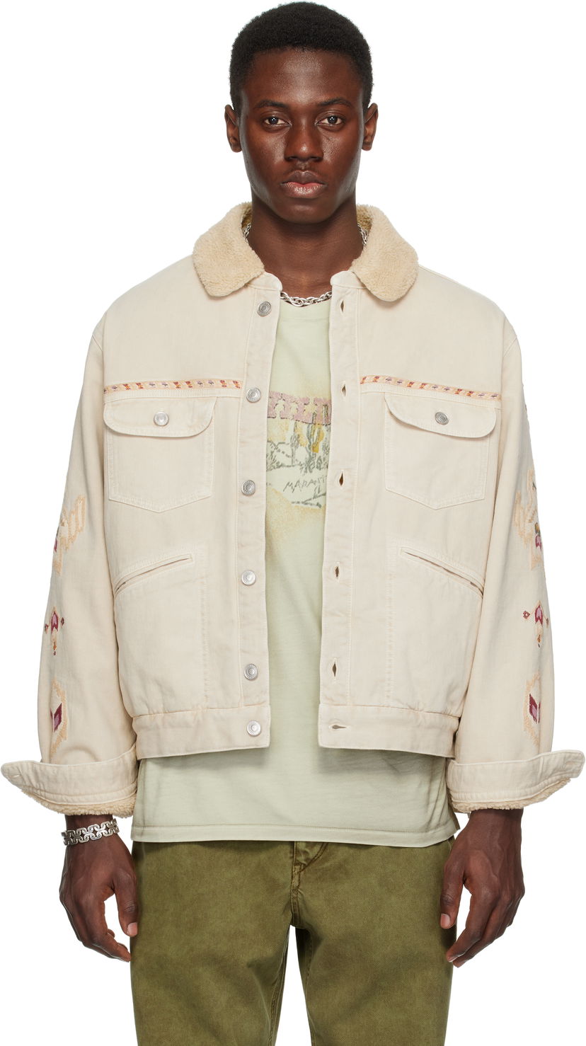 Куртка ISABEL MARANT Isabel Marant Jenson Embroidered Sherpa Denim Jacket бежевий | 25PVE0184HA-C1H02H