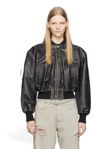Куртка бомбер Acne Studios Distressed Leather чорний | A70155-