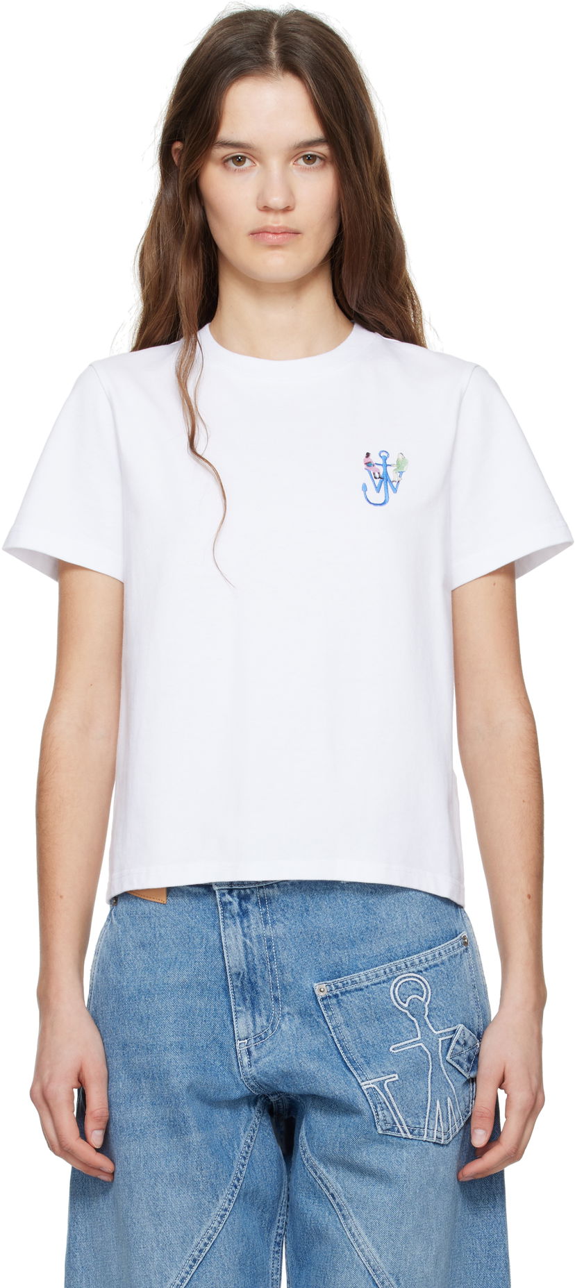 Футболка JW Anderson JW Anderson Anchor Embroidery T-Shirt білий | JT0269-PG1510