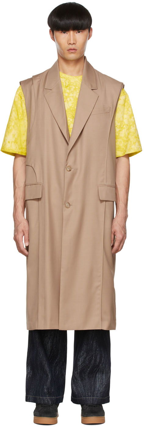 Жилет Feng Chen Wang Feng Chen Wang Polyester Sleeveless Coat бежевий | FMS13VS07