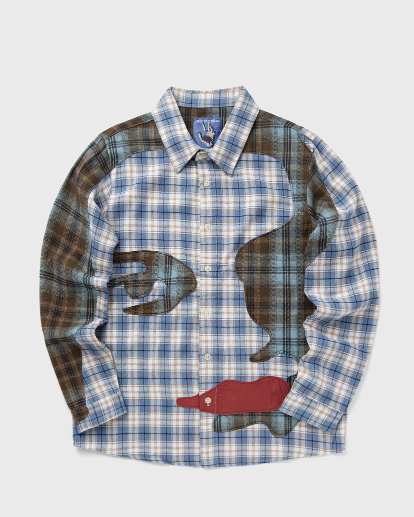 Сорочка KidSuper Patchwork Face Flannel Shirt Синій | SS25-LTP-02