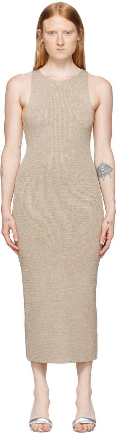 плаття Helmut Lang Helmut Lang Ribbon Midi Dress бежевий | M04HW705